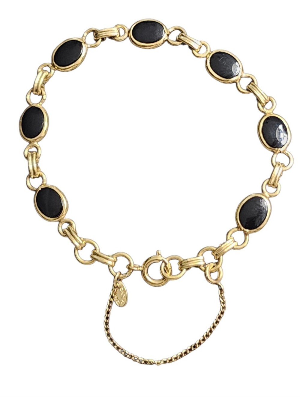 Carla Corporation Vintage 12K 1/20 Gold Filled Black Onyx Bracelet